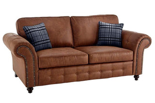 Oakland Tan Suede 3 Seater Sofa - Chesterfield Style Classic Design - Sofa In Store