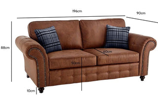 Oakland Tan Suede 3 Seater Sofa - Chesterfield Style Classic Design - Sofa In Store