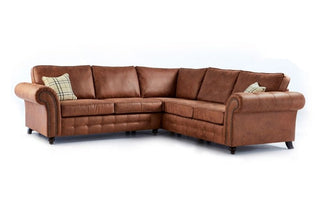 Oakland Tan Sueded Fabric Corner Sofa - Sofa In Store