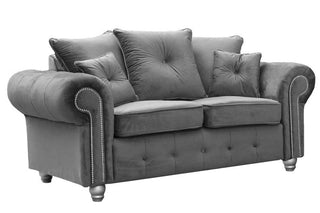 Olympia Grey Velvet 2+2 Seater Sofa Set with Chesterfield Design