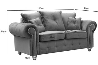 Olympia Grey Fabric Velvet 2 Seater Sofa – Chesterfield Design - Sofa In Store