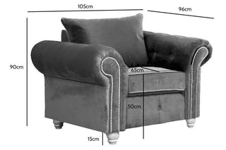 Olympia 3+1+1 Seater Fabric Sofa Set – Grey Velvet Chesterfield Design - Sofa In Store
