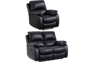 Roma Black Leather Recliner 2+1 Sofa Set - Stylish Comfort Design - Sofa In Store