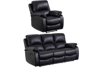 Roma Black Leather Recliner 3+1 Sofa Set – Modern Comfort Design - Sofa In Store