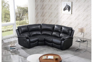 Roma Black Leather Recliner 4 Seater Corner Sofa - Modular Design