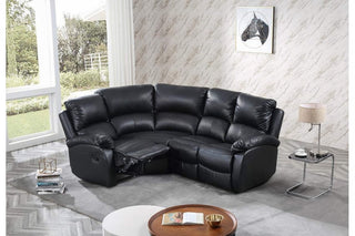Roma Black Leather Recliner 4 Seater Corner Sofa - Modular Design