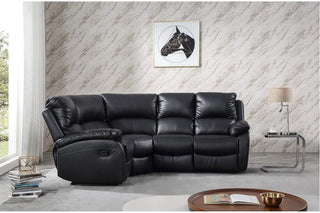 Roma Black Leather Recliner 4 Seater Corner Sofa - Modular Design