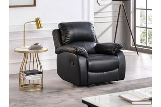 Roma Black Leather Recliner Armchair – 1 Seater for Ultimate Comfort - Sofa In Store