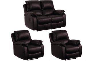 Roma Brown Leather Recliner 2+1+1 Seater Sofa Set - Sofa In Store