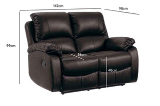 Roma Brown Leather Recliner 2 Seater Sofa - Premium Comfort Design - Sofa In Store