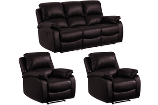 Roma Brown Leather Recliner 3+1+1 Seater Sofa Set - Premium Comfort - Sofa In Store