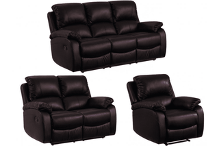Roma Brown Leather Recliner 3 Seater Sofa Set with Comfort Design - Sofa In Store