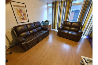 Roma 3+2 Seater Brown Leather Recliner Sofa Set - Sofa In Store