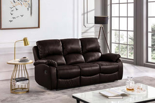 Roma Brown Leather Recliner 3 Seater Sofa – Premium Comfort Design - Sofa In Store