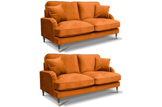 Rupert Burnt Orange Velvet 2+2 Seater Sofa Set – Stylish Comfort Design - Sofa In Store
