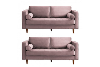 Scott Dusty Rose Velvet 2+2 Sofa Set – Stylish Retro Design - Sofa In Store