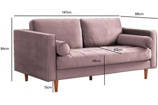 Scott Dusty Rose Velvet 2 Seater Sofa – Chic Retro Style - Sofa In Store