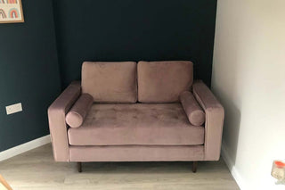 Scott Dusty Rose Velvet 2 Seater Sofa – Chic Retro Style - Sofa In Store
