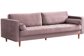 Scott Dusty Rose Velvet 4 Seater Sofa – Stylish Retro Design - Sofa In Store