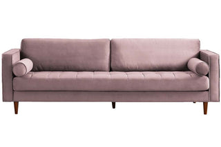 Scott Dusty Rose Velvet 4 Seater Sofa – Stylish Retro Design - Sofa In Store