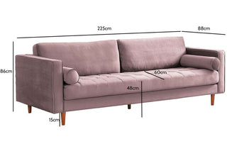 Scott Dusty Rose Velvet 4 Seater Sofa – Stylish Retro Design - Sofa In Store