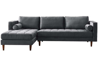 Scott Grey Velvet Corner Sofa LHC – Stylish Modern Design