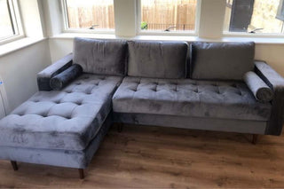 Scott Grey Velvet Corner Sofa LHC – Stylish Modern Design