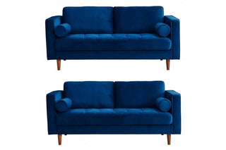 Scott Midnight Velvet 2+2 Sofa Set – Luxe Blue Upholstered Design - Sofa In Store