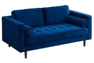 Scott Midnight Velvet 2 Seater Sofa – Blue Upholstered with Modern Design - Sofa In Store