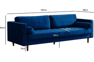 Scott Midnight Velvet 4 Seater Sofa – Luxe Blue Retro Design - Sofa In Store