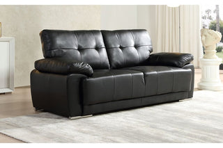 Sienna Black Leather 3 Seater Sofa – Modern Style and Comfort - Sofa In Store