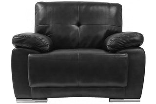 Sienna Black Leather Armchair – Plush Comfort with Modern Design - Sofa In Store