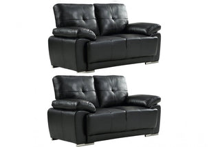 Sienna Black Leather Contemporary 2+2 Seater Sofa Set - Sofa In Store