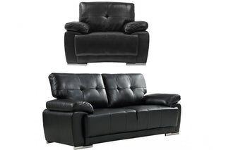 Sienna Black Leather Contemporary 3+1 Seater Sofa Set - Sofa In Store