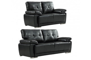 Sienna Black Leather Contemporary 3+2 Seater Sofa Set - Modern Design - Sofa In Store