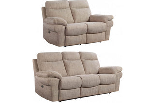 Tanya 3+2 Seater Sofa Set – Beige Fabric Electric Recliner - Sofa In Store
