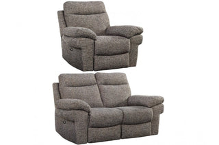 Tanya Brown Fabric Electric Recliner 2 Seater + Armchair Sofa Set - Sofa In Store