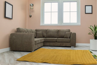 Toronto Latte Aston Fabric Corner Sofa - 5 Seater Chesterfield Style - Sofa In Store
