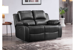 Valencia Black Leather 2 Seater Electric Recliner Sofa - Sofa In Store