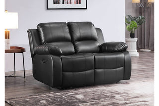 Valencia Black Leather 2 Seater Electric Recliner Sofa - Sofa In Store