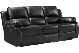 Valencia Black Leather Electric Recliner 3 Seater Sofa - Sofa In Store