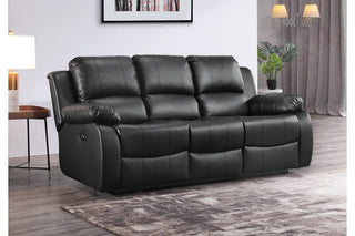 Valencia Black Leather Electric Recliner 3 Seater Sofa - Sofa In Store