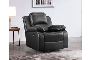 Valencia 1 Seater Black Leather Electric Recliner Armchair - Sofa In Store