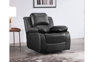 Valencia 1 Seater Black Leather Electric Recliner Armchair - Sofa In Store
