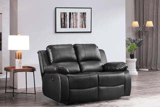 Valencia Genuine Leather 2 Seater Black Electric Recliner Sofa - Sofa In Store