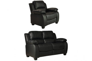 Valerie Black Leather 2+1 Seater Sofa Set – Modern Design and Comfort - Sofa In Store
