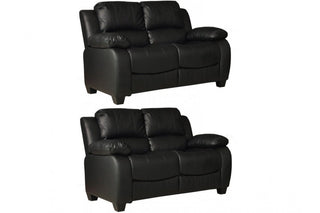 Valerie Black Leather 2+2 Seater Sofa Set – Modern Design and Comfort - Sofa In Store