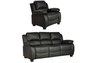Valerie Black Leather 3+1 Seater Sofa Set - Modern Comfort Design - Sofa In Store