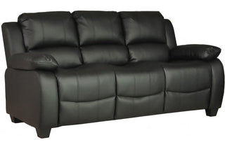 Valerie Black Leather 3 Seater Sofa – Modern Design with Comfort