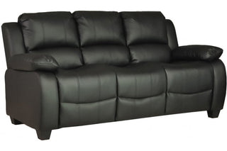 Valerie Black Leather 3 Seater Sofa – Modern Design with Comfort